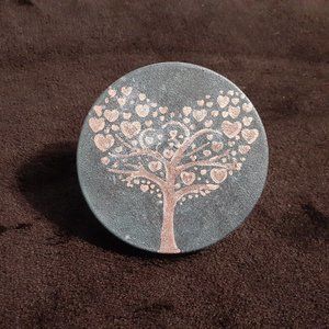 Metallic teal and silver round Heart Tree wall accent